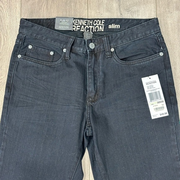 Men's Kenneth Cole Reaction Jeans 30 x 30 Black Silm Straight Low Rise Denim NWT - Picture 5 of 12